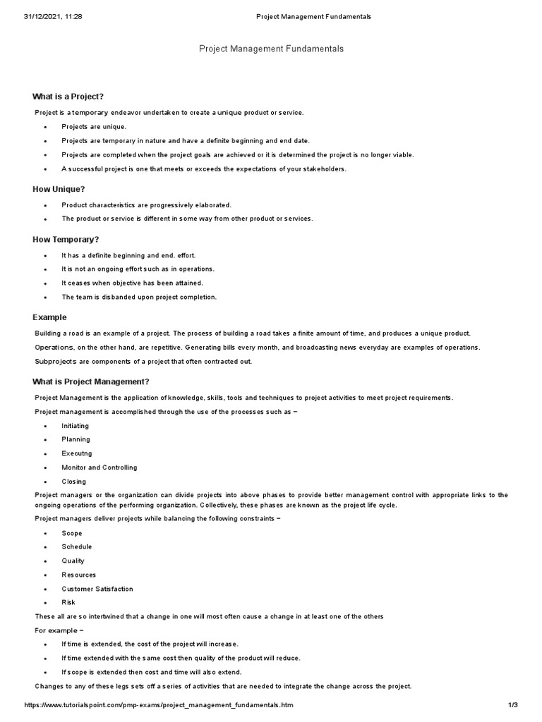 Project Management Fundamentals Overview | PDF | Project Management ...