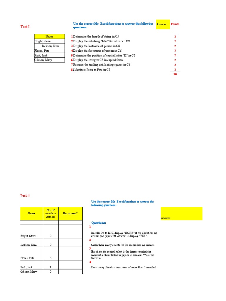 Midterm Exam Spreadsheet | PDF