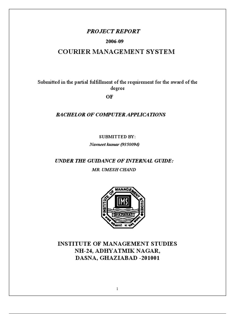 Courier Management System Project Report | PDF | Client–Server Model ...