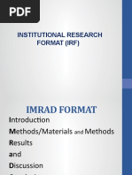 Institutional Research Format (Irf)