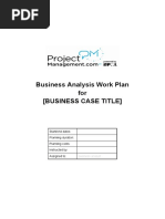 Business Analysis Work Plan For (Business Case Title)