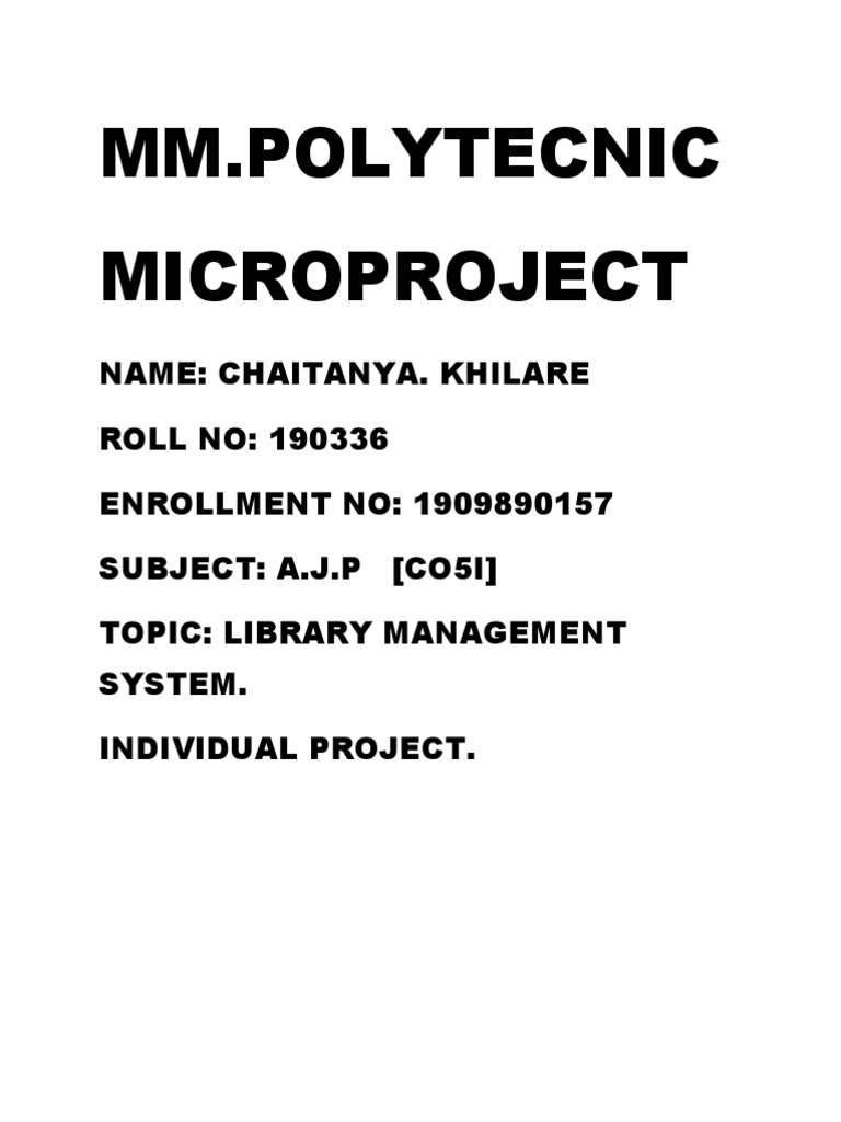 A.J.P 190336 Micro Project | PDF | Libraries | Java (Programming Language)