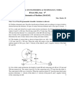 Kinematics of Machine (MAE-215)_Minor Exam Question Paper and Solutions