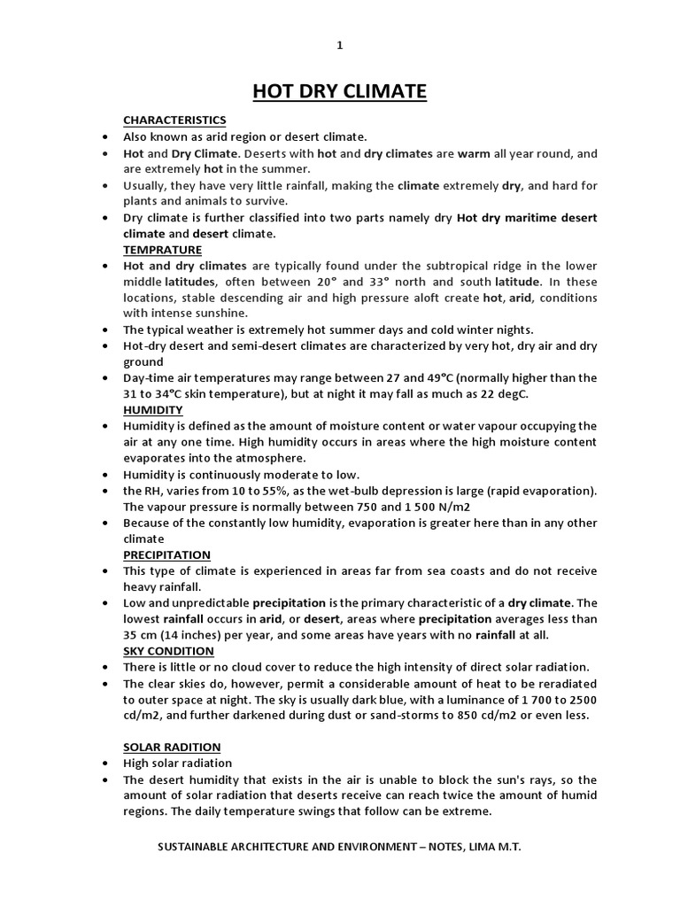 10.hot Dry Climate PDF Climate Desert