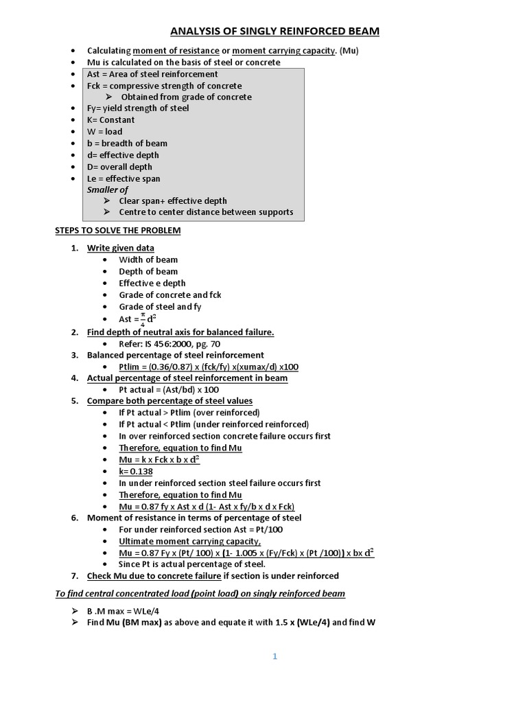 Singly Reinforced Beam | PDF | Beam (Structure) | Bending