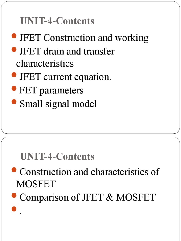 JFET and MOSFET: Construction & Characteristics | PDF | Field Effect ...