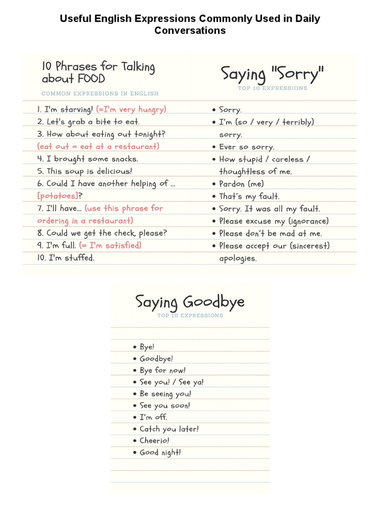 Common English Phrases for Daily Use | PDF | Language Arts & Discipline ...