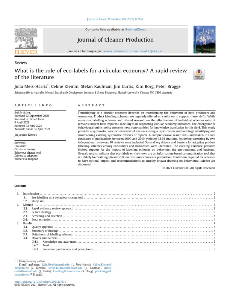 Journal of Cleaner Production: Julia Meis-Harris, Celine Klemm, Stefan ...