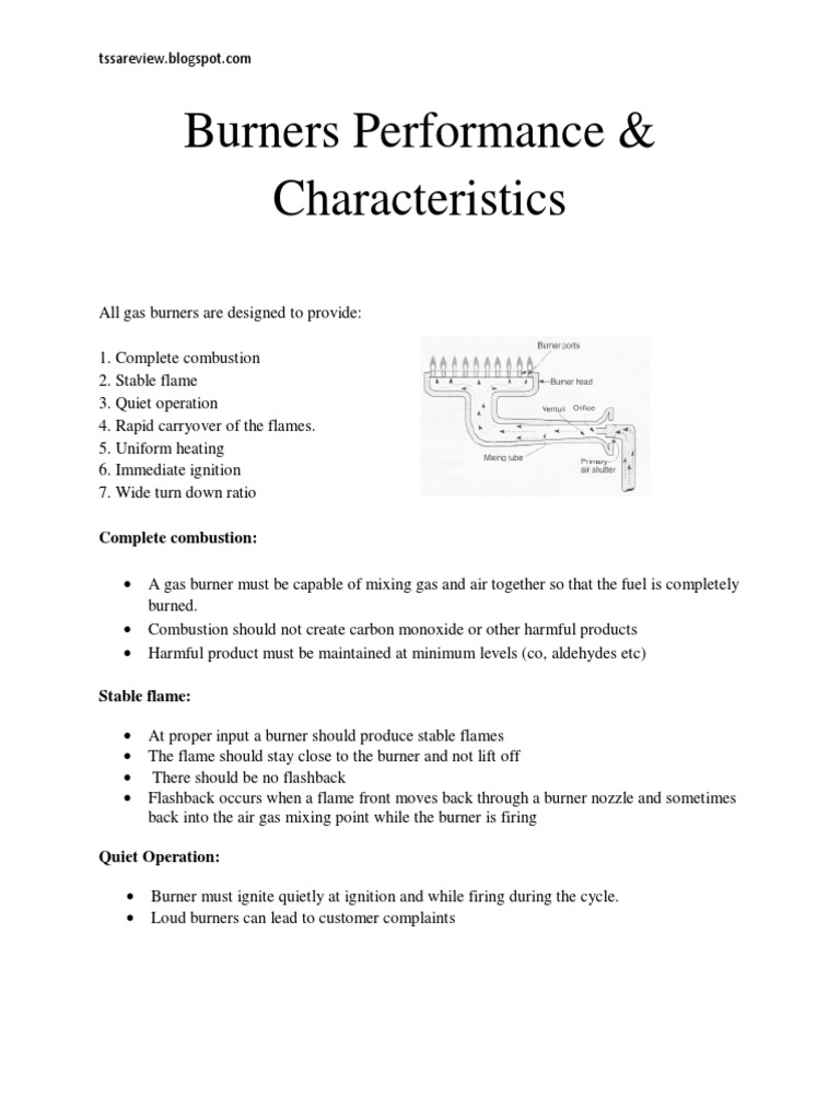 Burners Performance and Characteristics PDF
