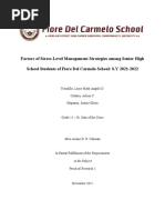 Factors of Stress-Level Management Strategies Among Senior High School Students of Fiore Del Carmelo School: S.Y 2021-2022