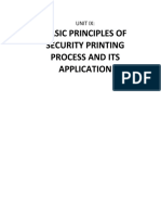 UNIT IX - Basic Principles of Securoty Printing Process and Its Application