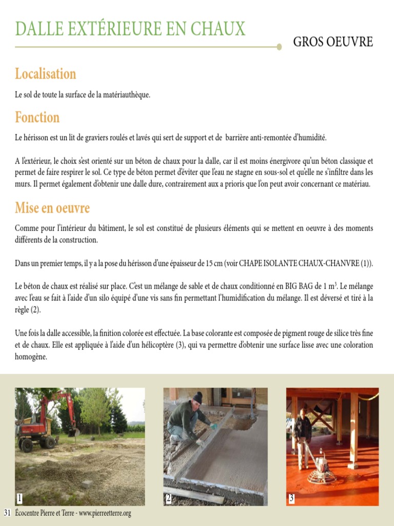 Dalle en béton de chaux extérieure PDF Chaux Matériaux de — free download