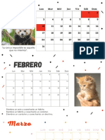 Calendario Verde, Rosa y Rojo Ilustrado Con Flores
