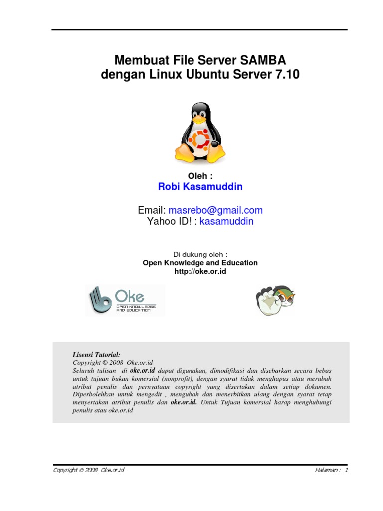 Membuat File Server SAMBA Dengan Ubuntu Server 7.10 | PDF