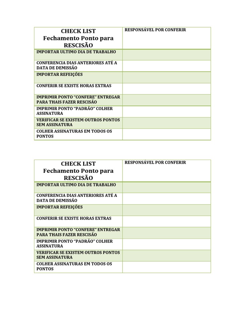 Check List Rescisão | PDF