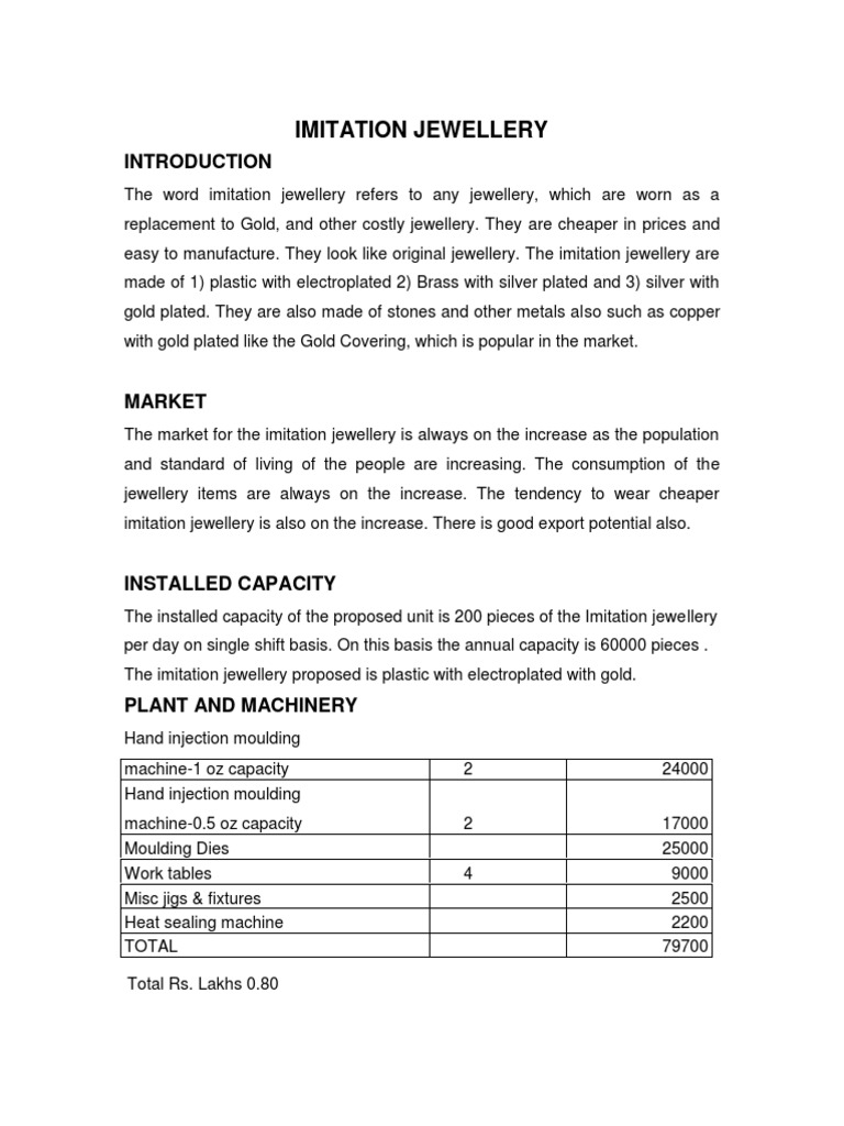 Imitation Jewellery PDF Jewellery Depreciation