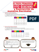 Adiciones y Sustracciones de Números Decimales para Sexto de Primaria