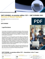 SAP S/4HANA, On-Premise Edition 1511 - SAP S/4HANA 2021: Summary of Release Highlights