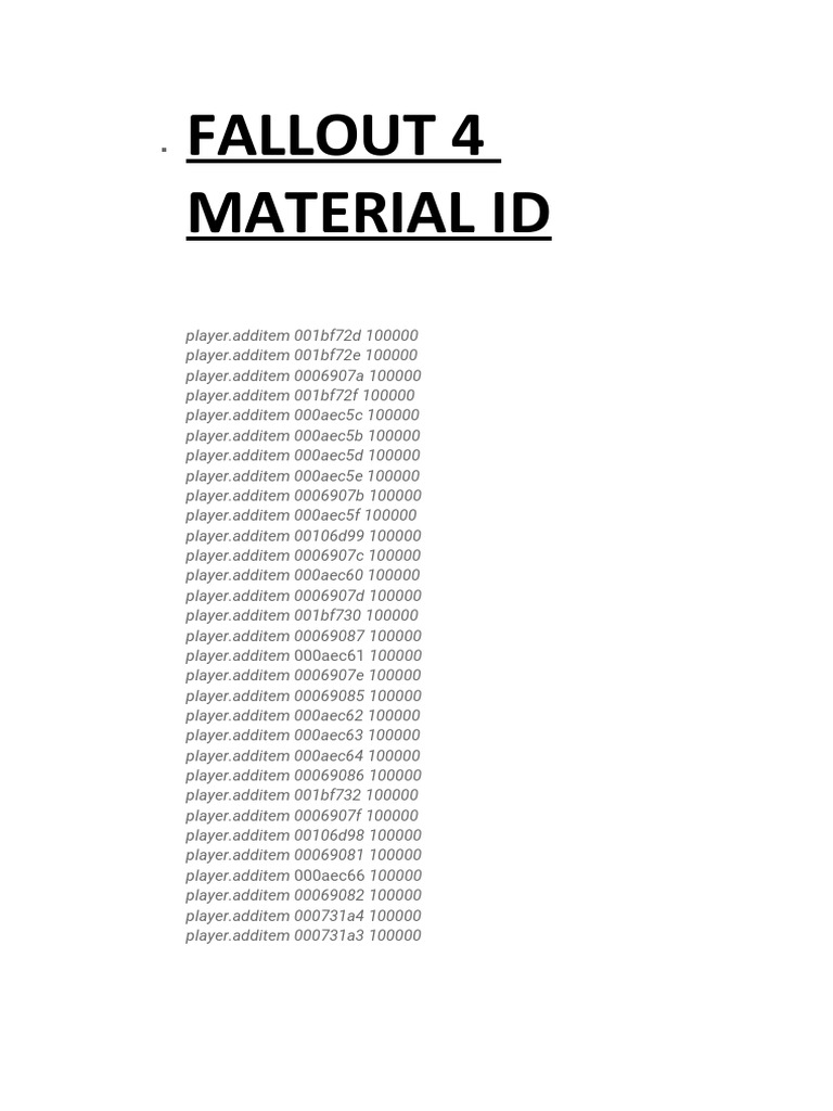 Fallout 4 Material Id PDF