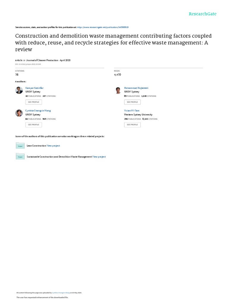 Effective C&D Waste Strategies | PDF | Sustainability | Recycling