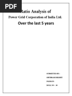 Ratio Analysis of Over The Last 5 Years: Power Grid Corporation of India LTD