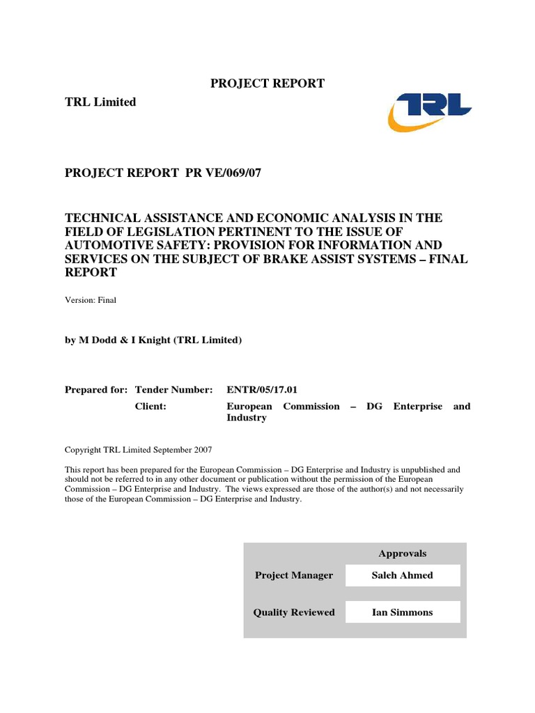 Report Brake Assist Systems en PDF Brake Anti Lock Braking System