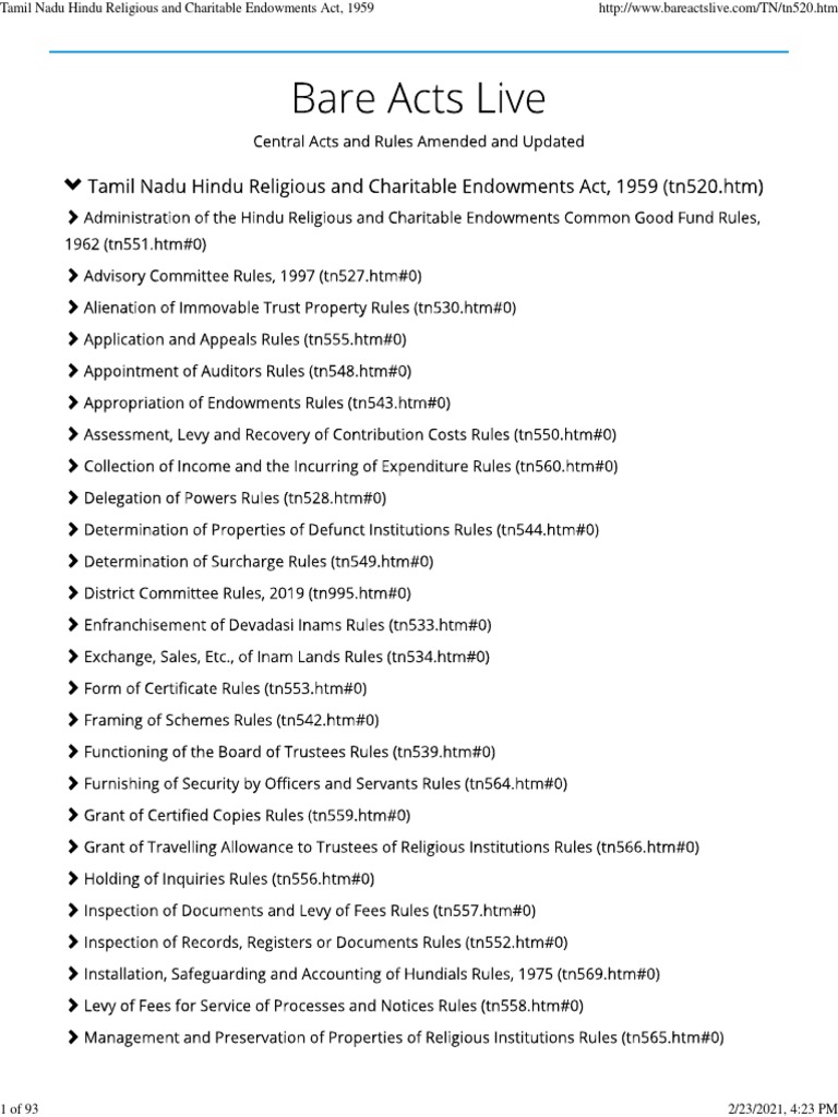 Tamil Nadu Hindu Religious and Charitable Endowments Act, 1959 PDF