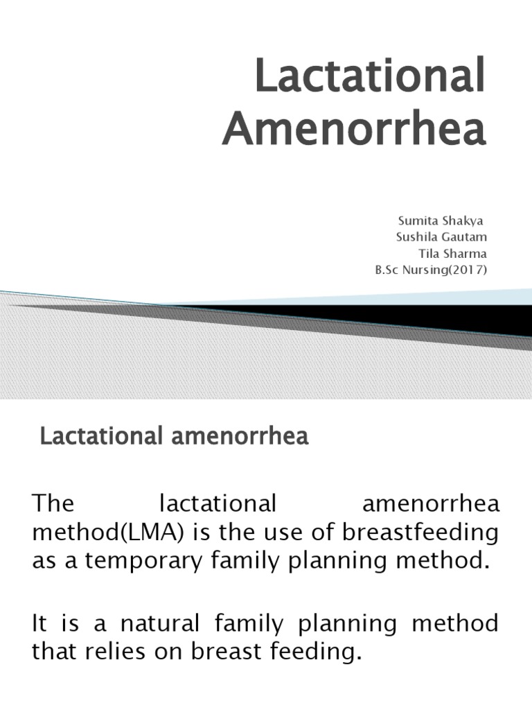 Lactational Amenorrhea Sumita Shakya Sushila Gautam Tila Sharma B.SC