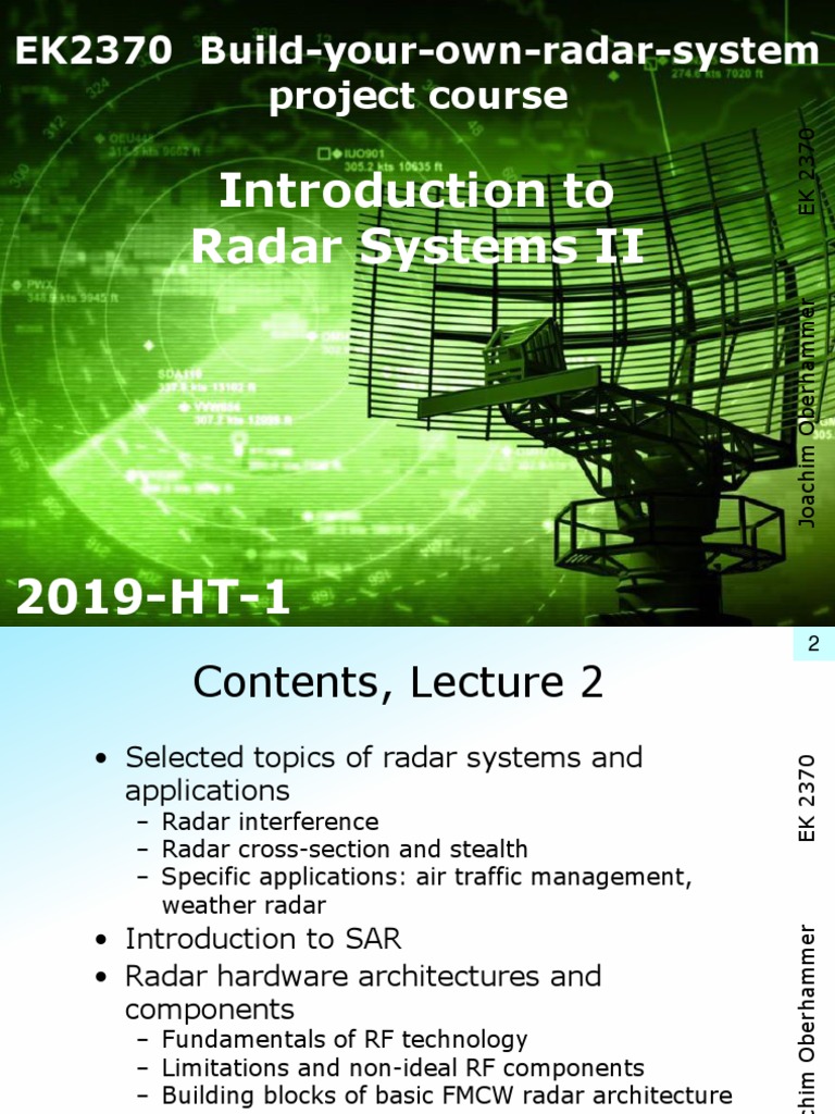 Lecture 2 JO Introduction To Radar Systems II EK2370 (JO) 2021