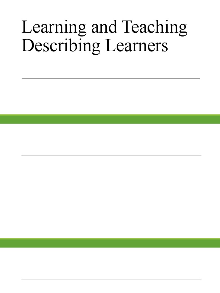 2 Learning and Teaching Describing Learners - Power Point | PDF ...