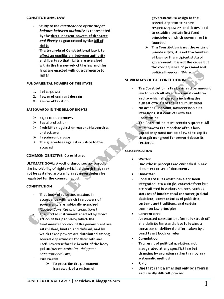 Consti 2 Notes Final | PDF | Eminent Domain | Constitutional Amendment