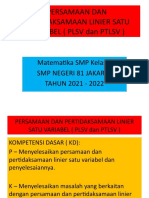 Persamaan Dan Pertidaksamaan Linier Satu Variabel (PLSV