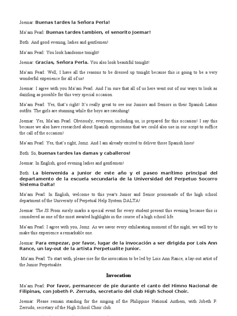 Emcee Script For Js Prom Pdf The Best Master Of Ceremony Text