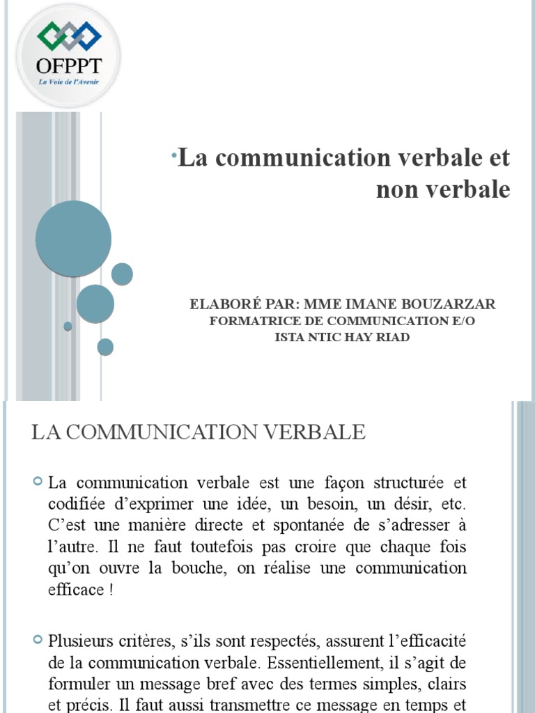 Communication verbale et non verbale | PDF | la communication ...