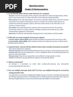 Operating Systems Chapter (1) Review Questions: Memory or Primary Memory