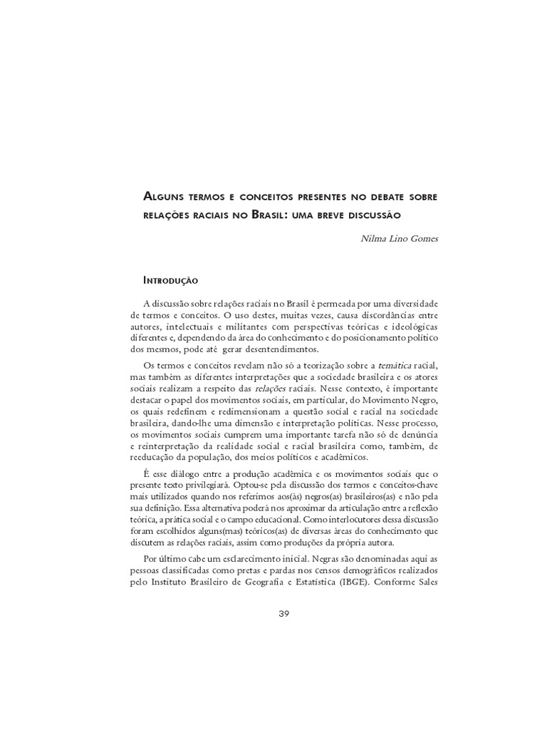 Nilma Lino Gomes Alguns Termos e Conceitos PDF Discriminação e