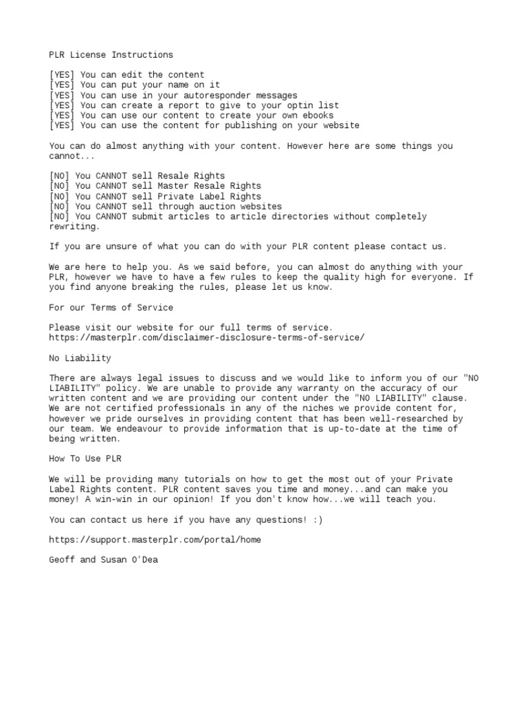 PLR License | PDF