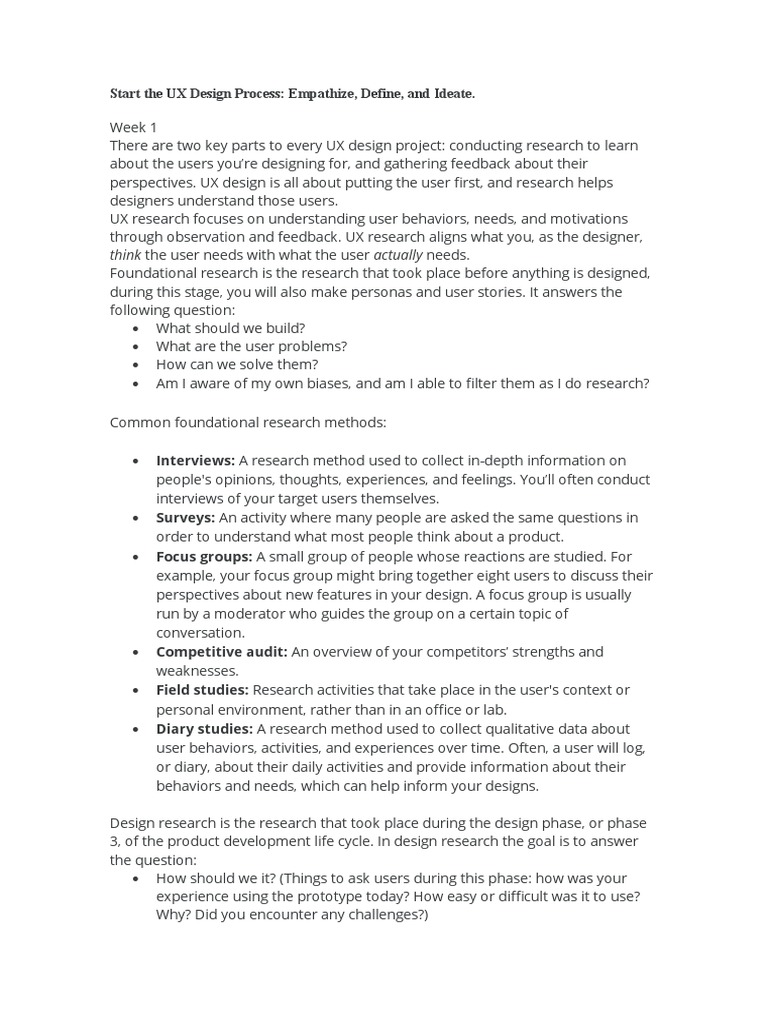 Start Your UX Design Journey: Key Steps | PDF | Usability | Focus Group
