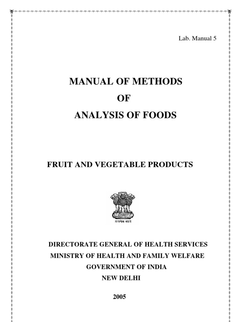 FSSAI Manual for Fruit and Vegetable Analysis | PDF | Ph | Titration