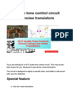 Hi-Fi tone control circuit using low noise transistors