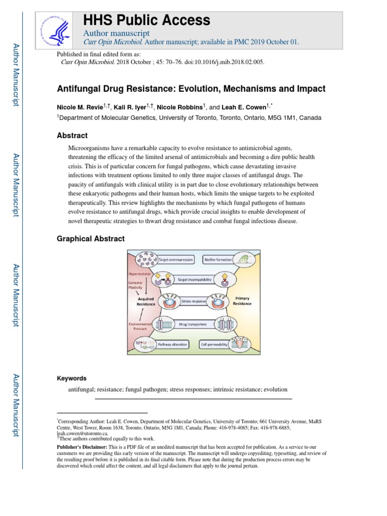 HHS Public Access Antifungal Drug Resistance Evolution, Mechanisms