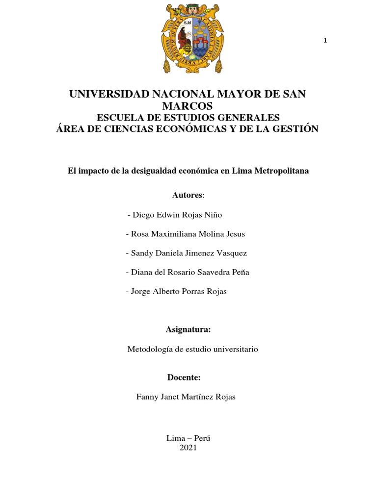 El Impacto de La Desigualdad Económica en Lima Metropolitana | PDF ...
