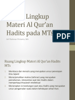 3 Ruang Lingkup Materi Al Qur'an Hadits Pada MTs
