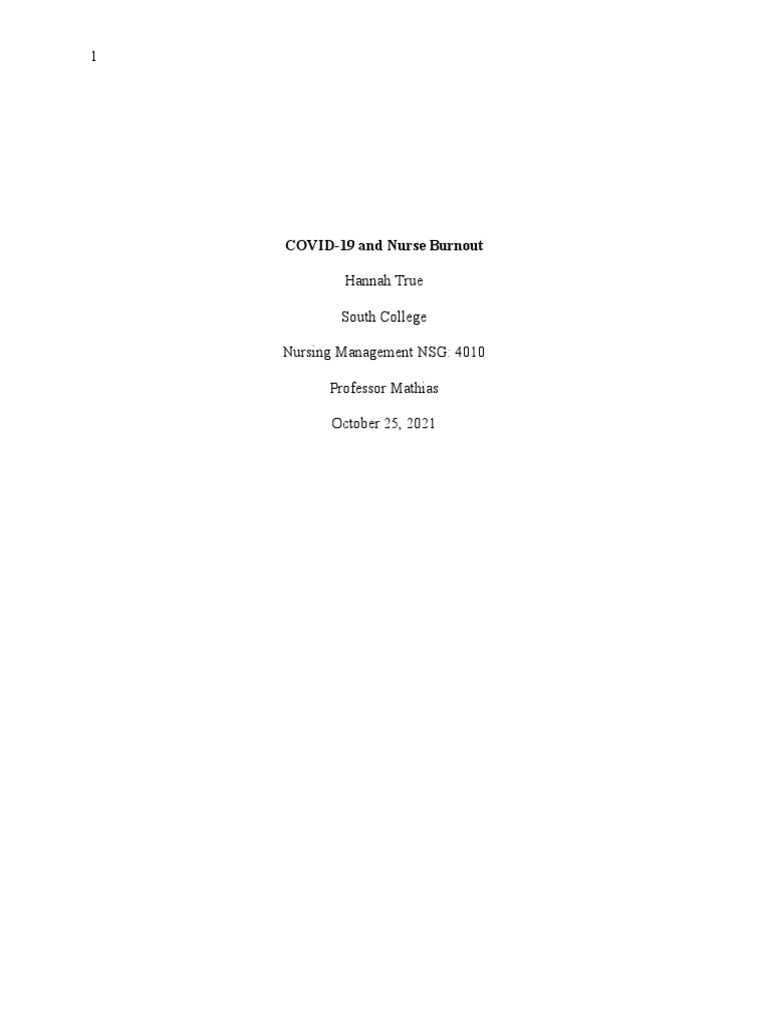 Covid19 - Nurse Burnout Final | PDF | Occupational Burnout | Nursing