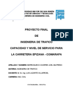 Capacidad y nivel de servicio carretera Epizana - Comarapa