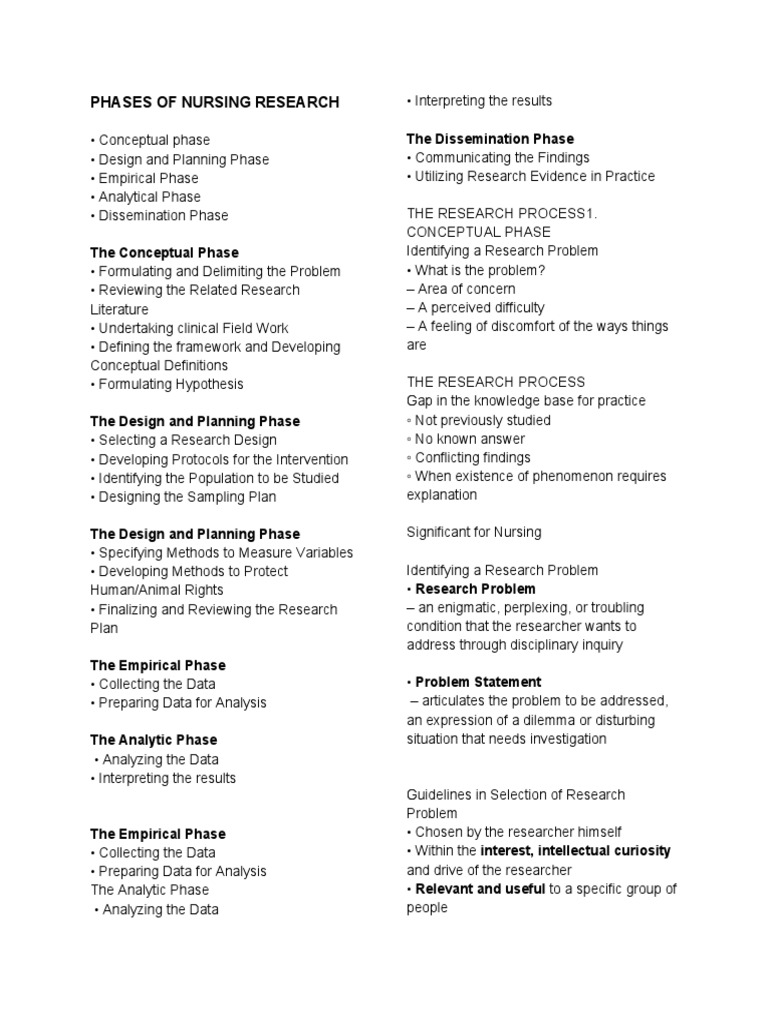 Phases of Nursing Research Process | PDF | Theory | Conceptual Model