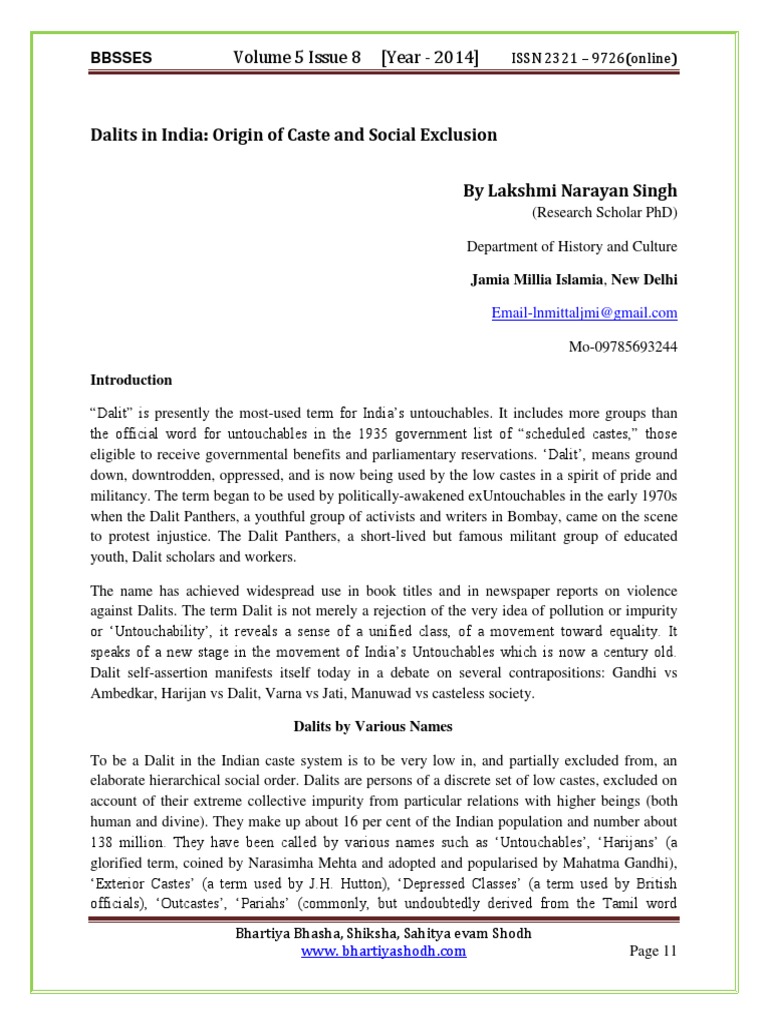 Dalits in India: Caste Origins and Exclusion | PDF | Dalit | Caste