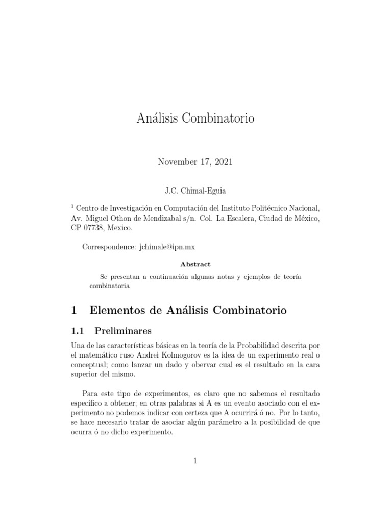 Análisis Combinatorio en Matemáticas | PDF | Combinatoria | Conjunto ...