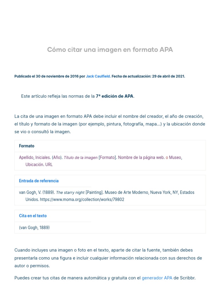 Cómo Citar Una Imagen en Formato APA | PDF | Estilo apa | Red mundial