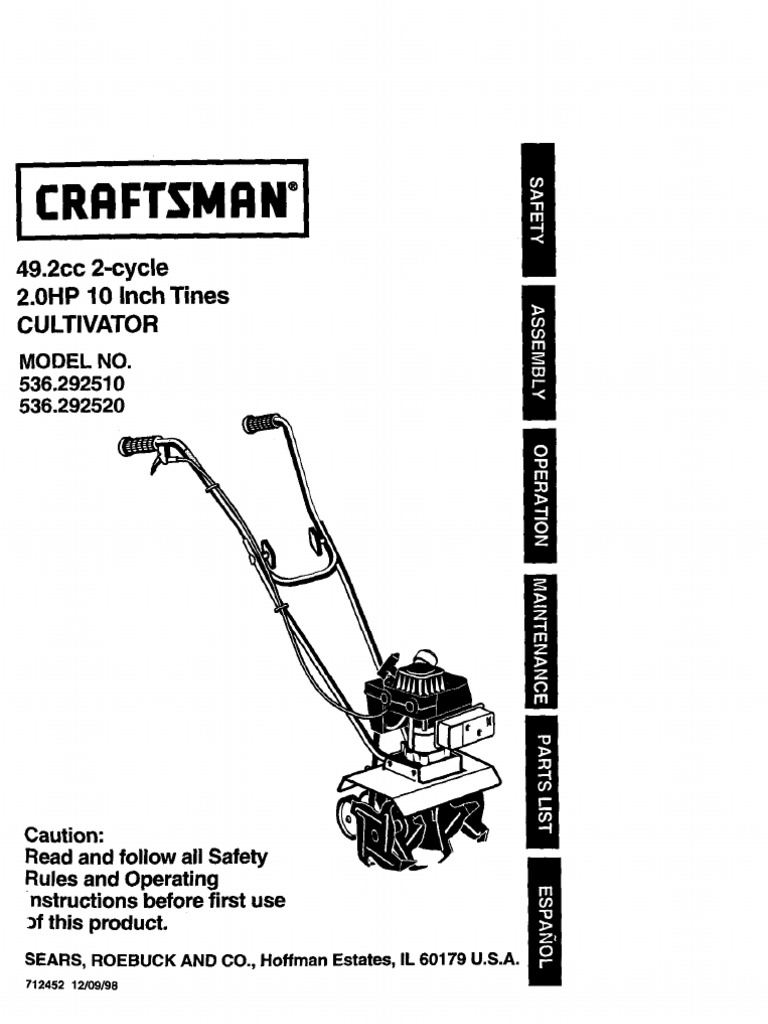 Craftsman Tiller Manual PDF Gasoline Carburetor